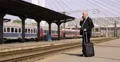 Business Person Suitcase Train Station Mobile Phone Talk International Departure 4k or 4k+ Resolution