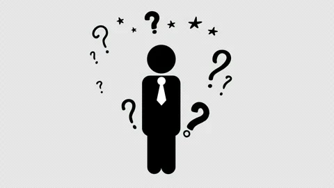 Business Person Surrounded by Question Marks Representing Confusion and Decision Stock Footage 339781330