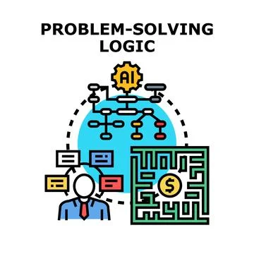 Business person using ai for problem solving logic Stock Illustration