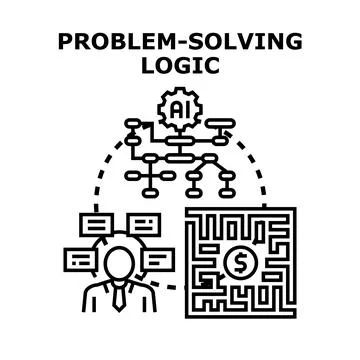 Business person using ai for problem solving logic Stock Illustration