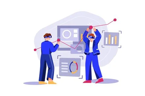 Business person working using VR Tech イラスト素材