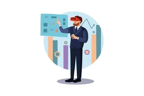 Business person working using VR tech Stock Illustration