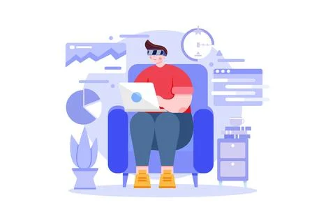 Business Person Working Using VR Tech イラスト素材
