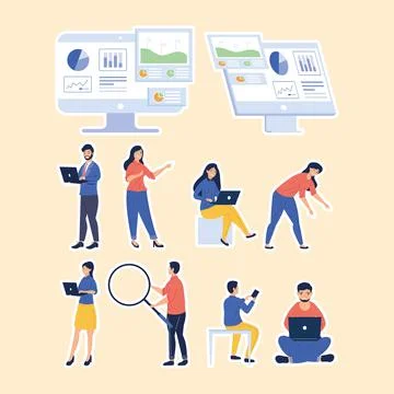 Business persons data management Illustrazione stock
