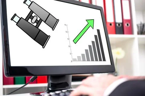 Business perspective concept on a computer screen Stock Photos