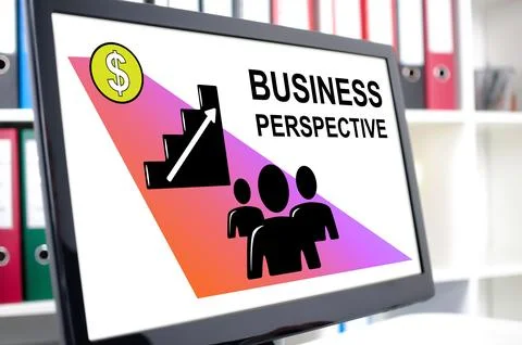 Business perspective concept on a computer screen Stock Photos