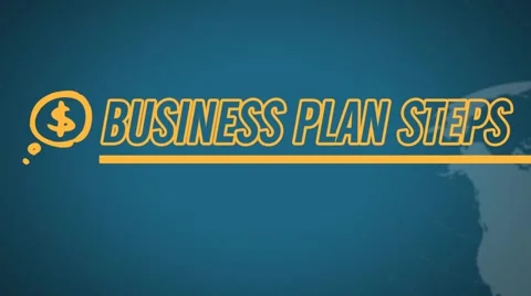 Business Plan 8 Steps video illustration on blue in HD Stock Footage 6213335