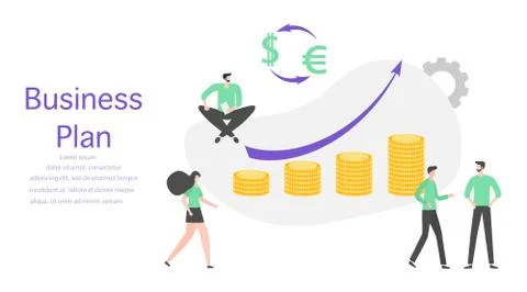 Business plan analytics finance strategy People Illustrazione stock