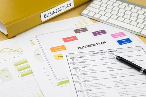 Business plan checklist and documents Stock Photos