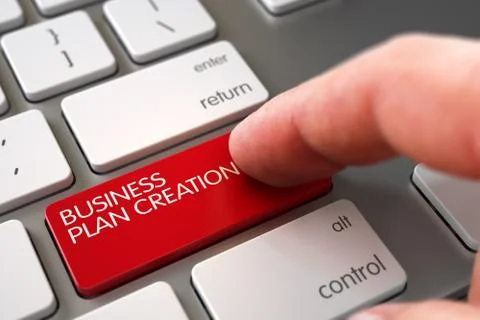 Business Plan Creation - Keyboard Key Concept. 3D Illustration Stock Illustration