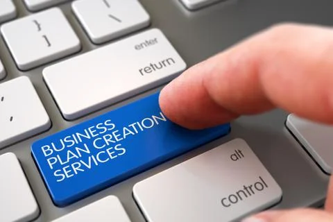 Business Plan Creation Services - Keyboard Key Concept. 3d Stock Illustration