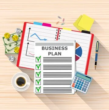 Business plan document papers Illustrazione stock