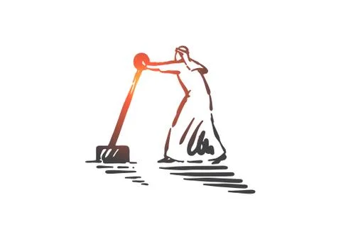 Business plan execution concept sketch. Hand drawn isolated vector Stock Illustration
