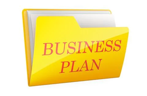 Business Plan, folder yellow. 3D rendering Stock Illustration