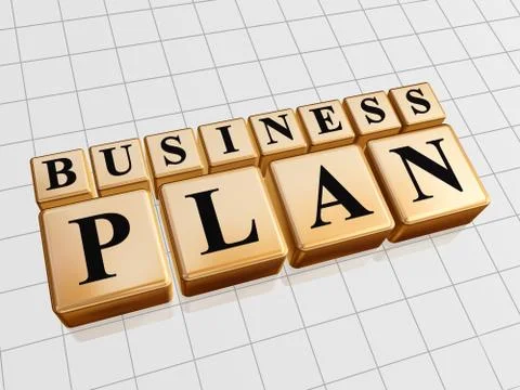 Business plan in golden cubes Stock Illustration