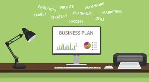 Business plan with graph and some domain related Stock Illustration