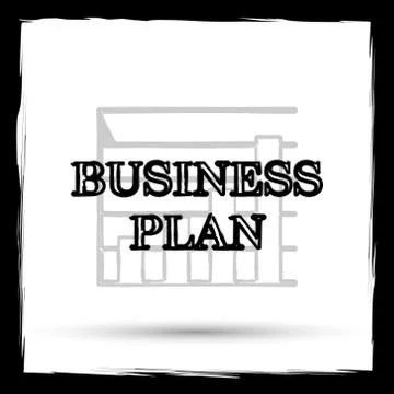 Business plan icon. Internet button on white background. Outline design imita Stock Illustration