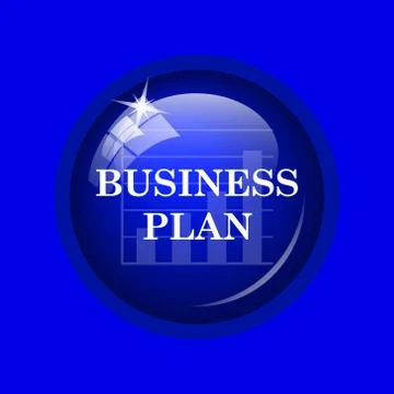 Business plan icon. Internet button on blue background. . Stock Illustration