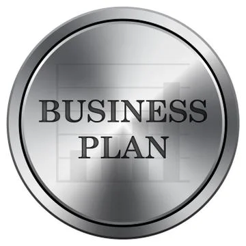 Business plan icon. Internet button on white background. Metallic round icon. イラスト素材