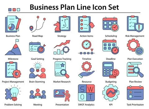 Business Plan icon set Stock Illustration