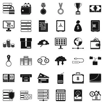 Business plan icons set, simple style Stockillustratie
