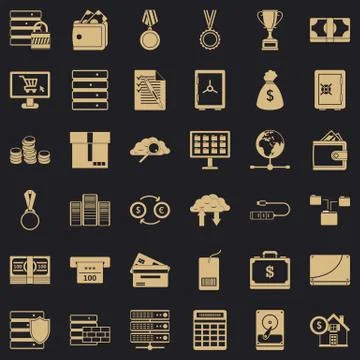 Business plan icons set, simple style Stockillustratie
