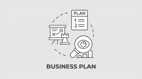 Business plan line concept icon animation Stock Footage 337774162