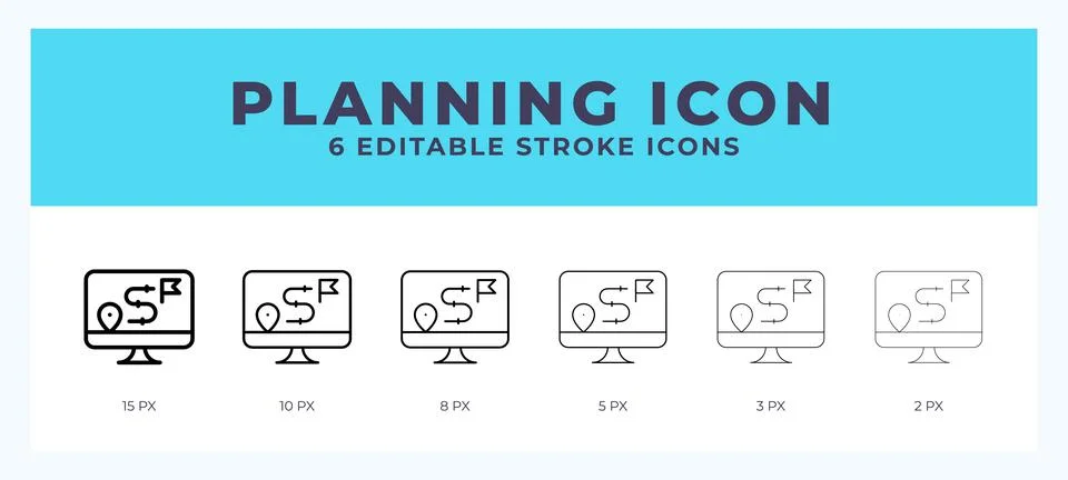 Business plan line icon illustrations with editable strokes. Stock Illustration