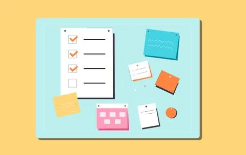 Business plan list and notes illustration. Board with project presentation Stock Illustration