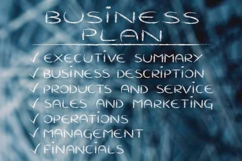 Business plan list of key sections and components Stock Illustration