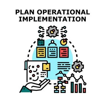 Business plan operational implementation strategizing process Stock Illustration