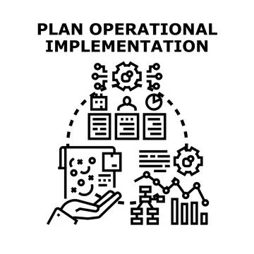 Business plan operational implementation strategizing process Stock Illustration