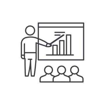 Business plan presentation line icon concept. Business plan presentation vector Stock Illustration