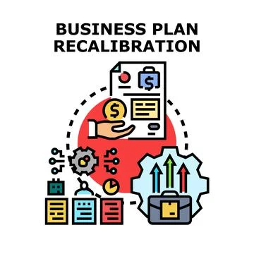 Business plan recalibration process optimizing future strategy Ilustración de archivo