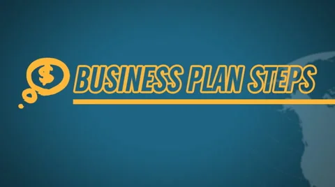 Business Plan Steps video illustration on blue in HD Stock Footage 5500901