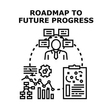Business plan strategy developing future progress roadmap Stock Illustration