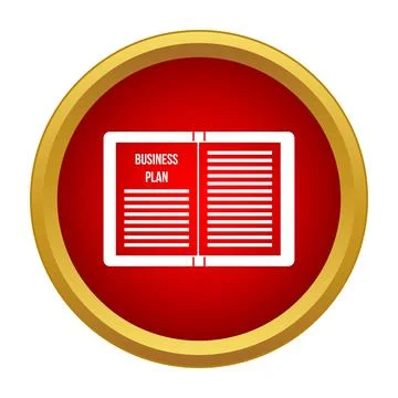 Business plan strategy document icon in red circle Stock Illustration