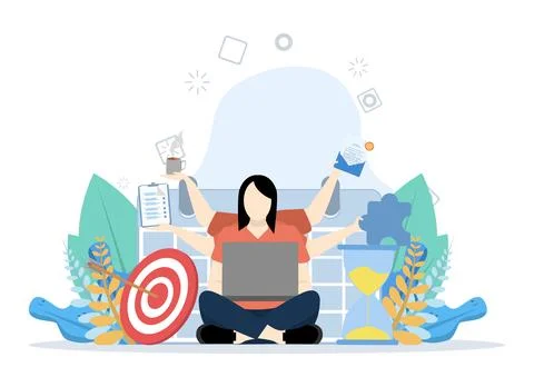 Business plan, too much work or tasks. too much work. Stock Illustration