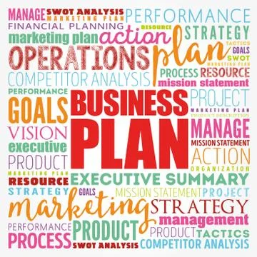 Business plan word cloud collage, business concept background Stock Illustration