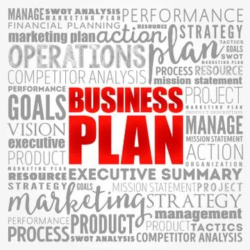 Business plan word cloud collage, business concept background Illustrazione stock