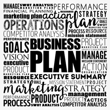 Business plan word cloud collage, business concept background Stock Illustration