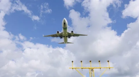 Business plane just before landing overhead Stock Footage 50378272