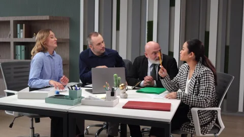 Business planing - creative office workers business people on meeting Stock Footage 246660410