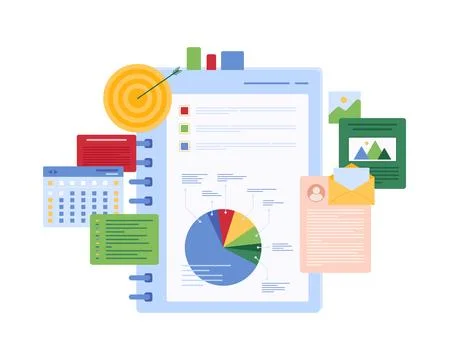 Business planner concept, emphasizing organization and productivity. Illustration