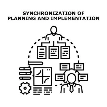 Business planning and implementation synchronization process Stock Illustration