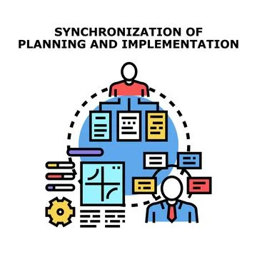 Business planning and implementation synchronization process Stock Illustration