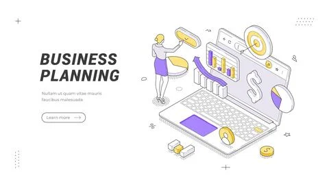 Business Planning And Strategy Development Isometric Vector Illustration Ba.. Stock Illustration