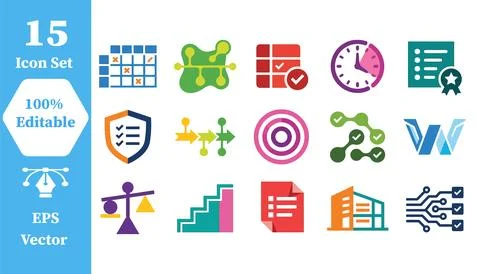 Business planning and strategy vector icon set with business strategy plannin Stock-Illustration