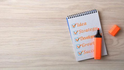 Business Planning Checklist on Notepad Stock Photos