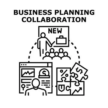 Business planning collaboration developing new company strategy Stock Illustration